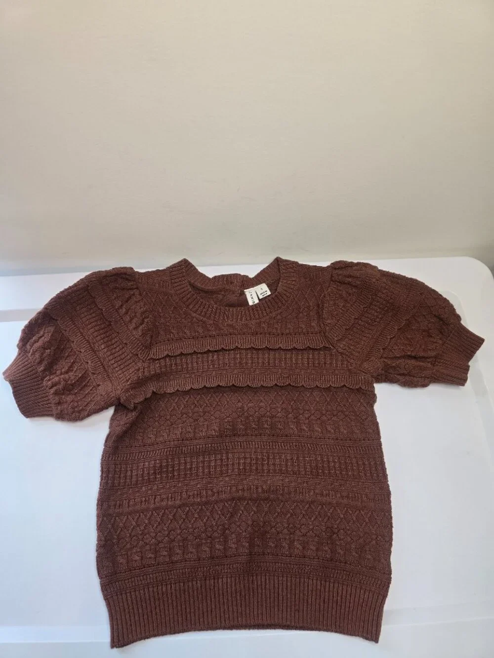 Janie and Jack Puff Sleeve Sweater Top - Red Barn Heather - Picture 2 of 9